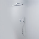 Shower set with thermostat SQUARE, chrome / mirror stainless steel, Noken