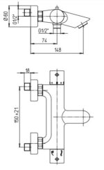 Thermostatic bath and shower mixer COX, chrome, Paini