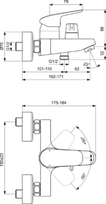 Dušas un vannas jaucējkrāns CERAFLEX, hroms, Ideal Standard