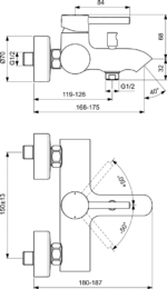 Смеситель для душа и ванны CERALINE, хром, Ideal Standard