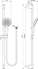 Hand shower and rail kit IDEALRAIN EVOJET, chrome, Ideal Standard