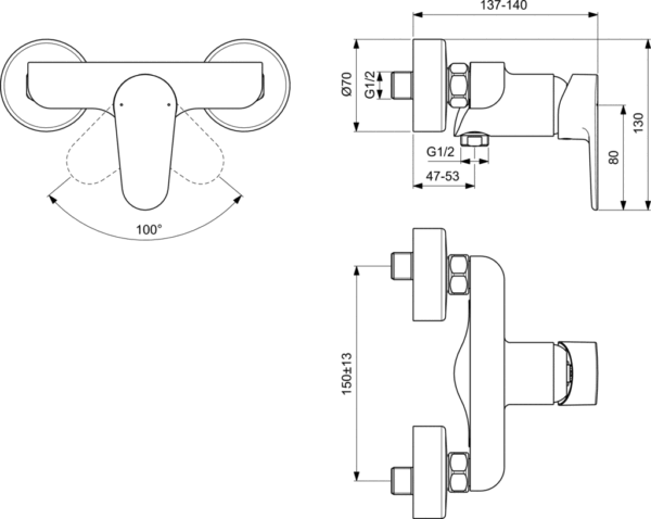 Смеситель для душа CERAFLEX O, хром, Ideal Standard