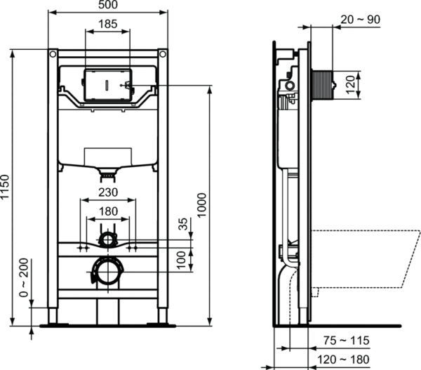 In-wall installation system PROSYS 120M mechanical, Ideal Standard