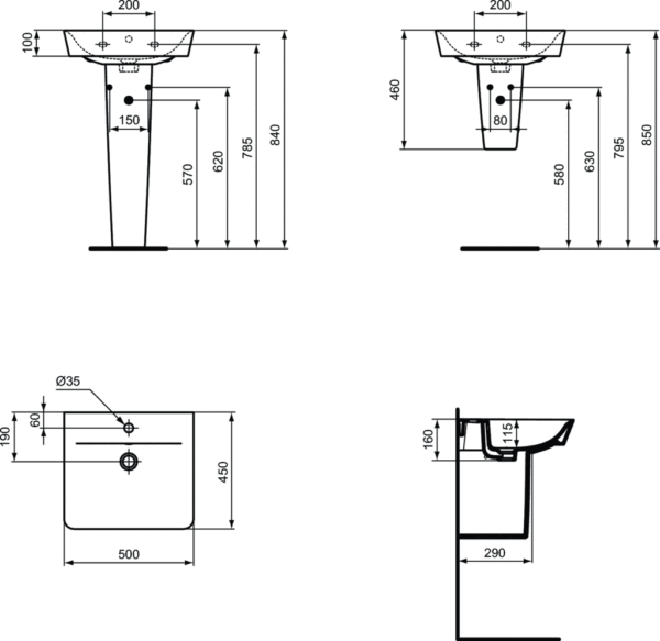 Раковина CONNECT AIR CUBE 50,Ideal Standard