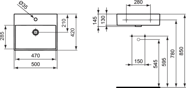 Izlietne STRADA 50, Ideal Standard