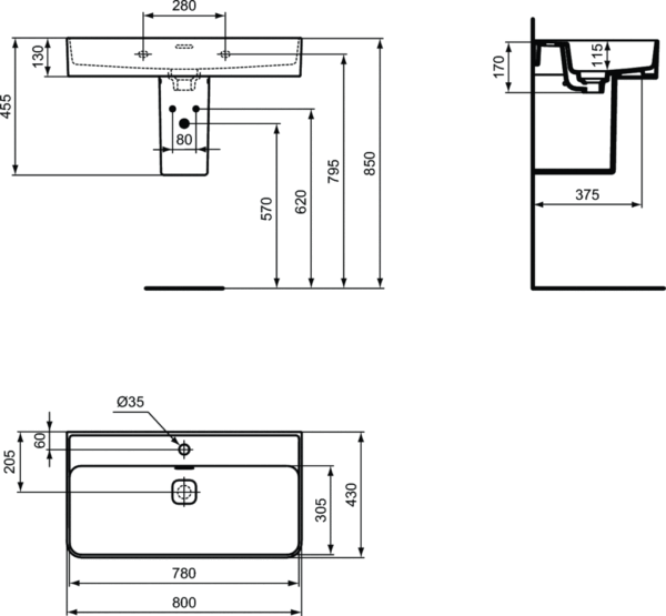 Izlietne STRADA II 80, Ideal Standard