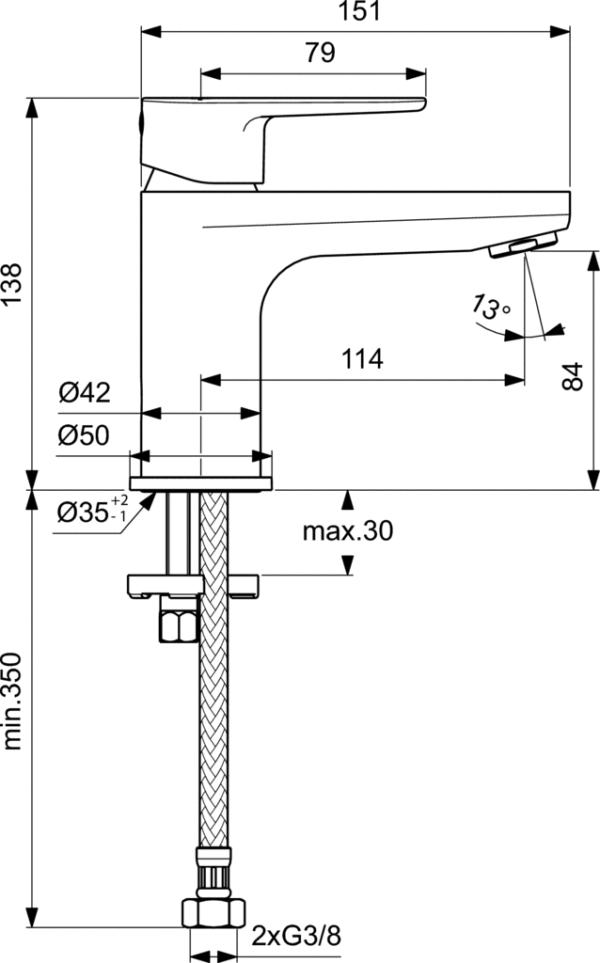 Basin mixer CERAFINE O, chrome, Ideal Standard