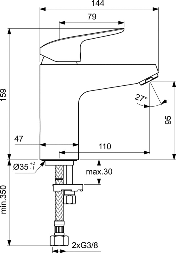 Izlietnes jaucējkrāns CERAFLEX GRANDE, hroms, Ideal Standard