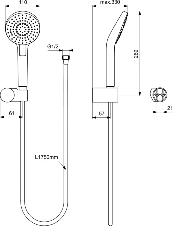 Dušas komplekts ar termostatu CERATHERM 100, hroms, Ideal Standard