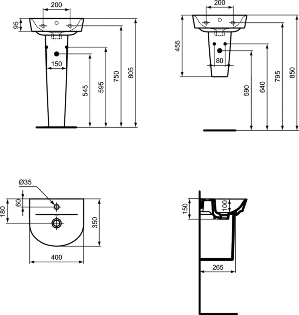 Izlietne CONNECT AIR ARC 40, Ideal Standard