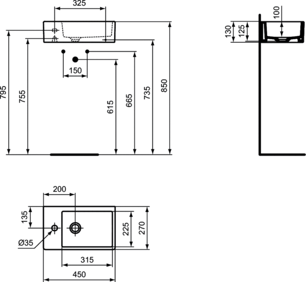 Izlietne STRADA 45, Ideal Standard