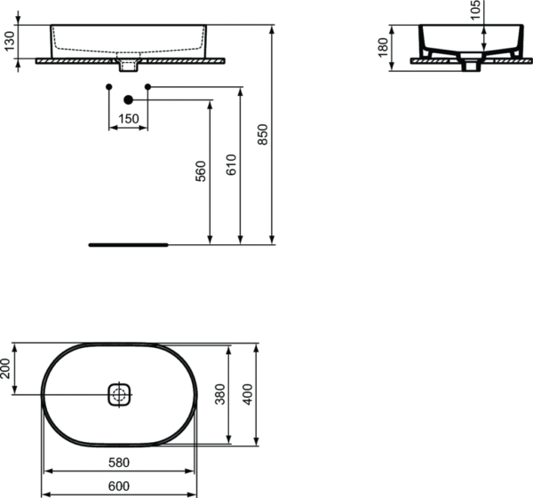 Izlietne STRADA II VESSEL 60 OVAL, Ideal Standard