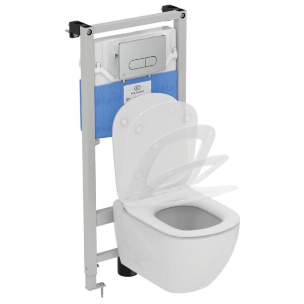 WC komplekts (iebūvējams ramis / skalošanas tvertne PROSYS + ūdens skalošanas taustiņš OLEAS + WC pods TESI Aquablade) Ideal Standard