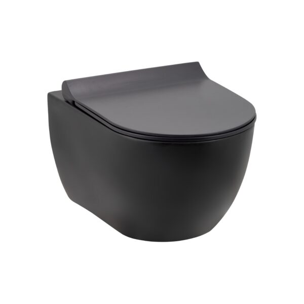 Pie sienas stiprināms WC pods HILL (ar poda vāku), melna matēta, Seramiksan - Image 1
