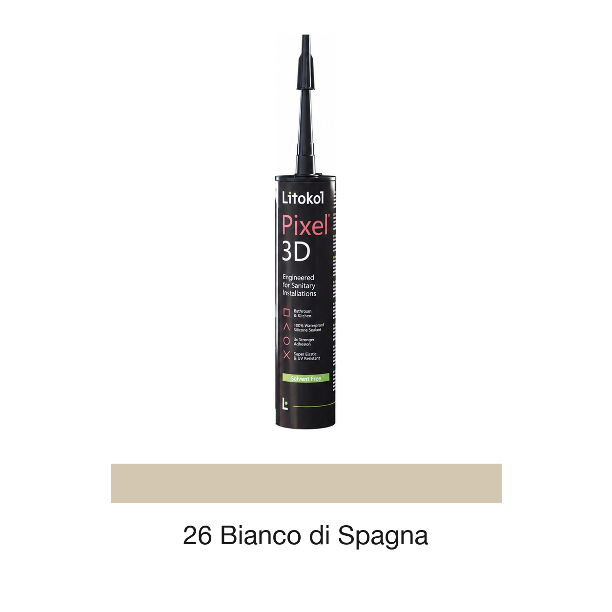px3dbsp0121-toon-v2 Silikona hermētiķis PIXEL 3D, 26 Bianco di Spagna, 300 ml