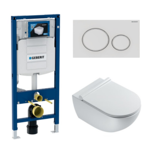 WC komplekts (iebūvējamais rāmis / skalošanas tvertne Geberit DUOFIX SIGMA + ūdens skalošanas taustiņš SIGMA20 + tualetes pods SFERA NF 54)