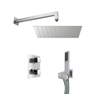 Shower set with thermostat SQUARE, chrome / mirror stainless steel, Noken