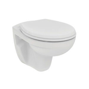 Pie sienas stiprināms WC pods, EUROVIT Rimless ar poda vāku , Ideal Standard