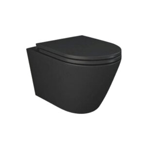 Wall hung wc FEELING RIMLESS 52 (with toilet seat), black matt, RAK