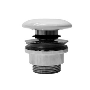 Ceramic pop-up drain with overflow for washbasin, white, GSI