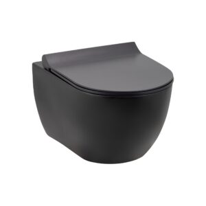 Pie sienas stiprināms WC pods HILL (ar poda vāku), melna matēta, Seramiksan