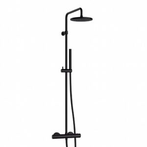 Thermostatic shower set X-FACTOR, shiny brushed black, Daniel