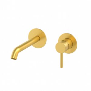 Wall-mounted basin mixer METRICA, brushed gold, Daniel